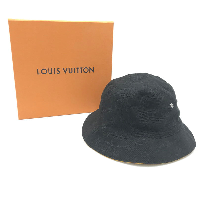 【中古品】LOUIS VUITTON ルイ・ヴィトン シャポー・モノグラムデニム M76208 バケットハット 帽子 179-241202-hi-13-tag カラー：ブラック/イエロー 万代Net店