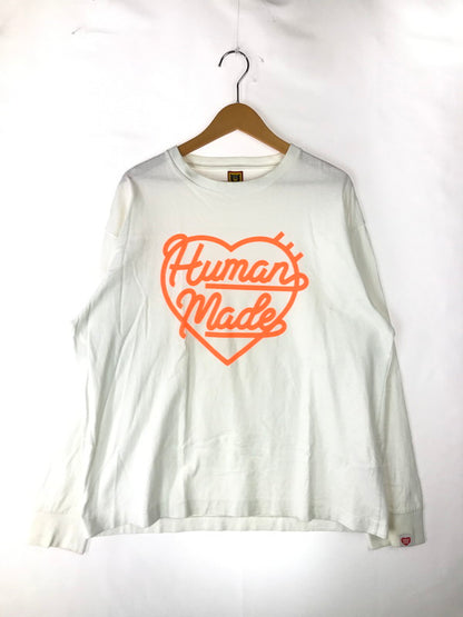 【中古品】【メンズ】 HUMAN MADE ヒューマンメード HEART L/S T-SHIRT ハート ロングスリーブ Tシャツ トップス カットソー 142-241130-mo-06-tag サイズ：XL カラー：ホワイト 万代Net店