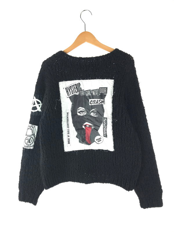 【中古品】【メンズ/レディース】 HYSTERIC GLAMOUR ヒステリックグラマー SOLID SLIDE PULLOVER 01213NS07 ソリッドスライドプルオーバー ニット トップス 140-241203-yk-11-tag サイズ：F カラー：BLACK 万代Net店