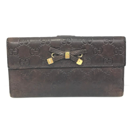 【現状渡し品】【レディース】 GUCCI グッチ グッチシマ ウェイビングリボン ロングウォレット 167464 0416 長財布 181-241202-hi-05-tag カラー：ブラウン 万代Net店