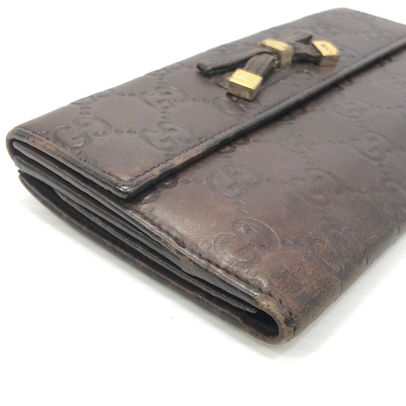【現状渡し品】【レディース】 GUCCI グッチ グッチシマ ウェイビングリボン ロングウォレット 167464 0416 長財布 181-241202-hi-05-tag カラー：ブラウン 万代Net店