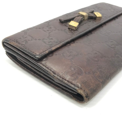 【現状渡し品】【レディース】 GUCCI グッチ グッチシマ ウェイビングリボン ロングウォレット 167464 0416 長財布 181-241202-hi-05-tag カラー：ブラウン 万代Net店