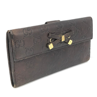 【現状渡し品】【レディース】 GUCCI グッチ グッチシマ ウェイビングリボン ロングウォレット 167464 0416 長財布 181-241202-hi-05-tag カラー：ブラウン 万代Net店
