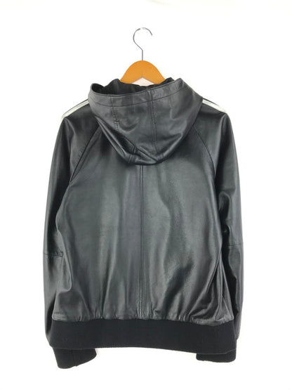 【中古品】【メンズ】 adidas アディダス × NIGO 二ゴー コラボ 15AW HOODED LEATHER JACKET AB1567 フーデッド レザージャケット ライトアウター 142-241215-hi-12-tag サイズ：M カラー：ブラック 万代Net店