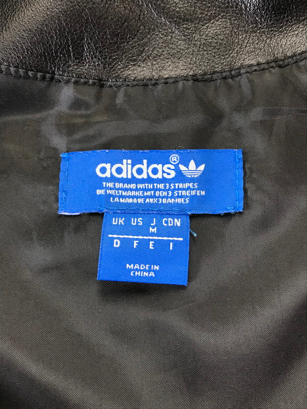 【中古品】【メンズ】 adidas アディダス × NIGO 二ゴー コラボ 15AW HOODED LEATHER JACKET AB1567 フーデッド レザージャケット ライトアウター 142-241215-hi-12-tag サイズ：M カラー：ブラック 万代Net店