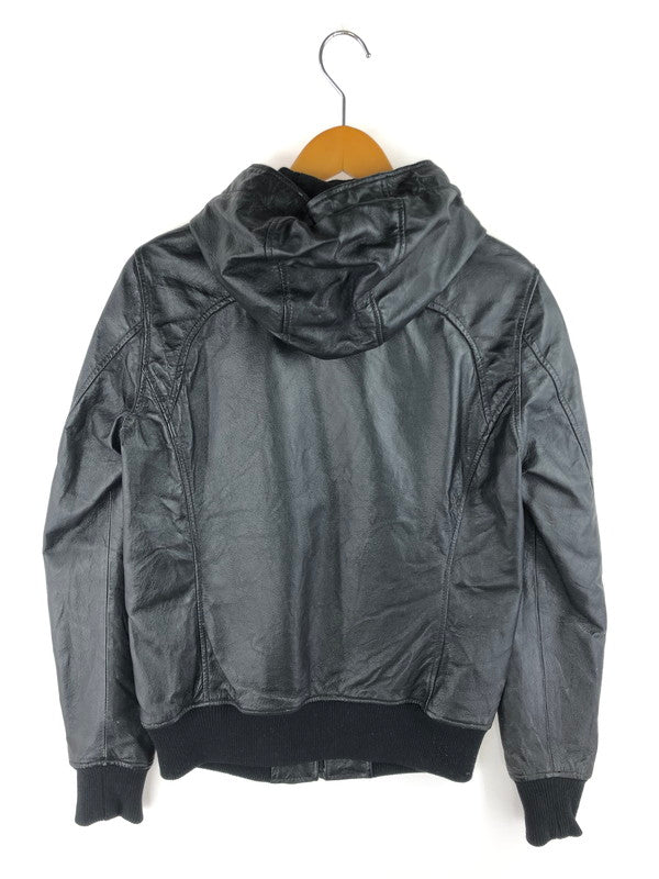 【現状渡し品】【メンズ】 HYSTERIC GLAMOUR ヒステリックグラマー LETHER HOODED JACKET 4LB-1961 レザーフーデッドジャケット レザージャケット 豚革 アウター 140-241226-hi-13-tag サイズ：S カラー：ブラック 万代Net店