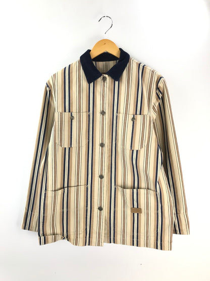 【中古品】【メンズ】 RALPH LAUREN ラルフローレン STRIPE COVERALL JACKET ストライプ柄 カバーオールジャケット 革パッチ 襟コーデュロイ ライトアウター 146-241215-hi-11-tag サイズ：M カラー：ベージュ 万代Net店