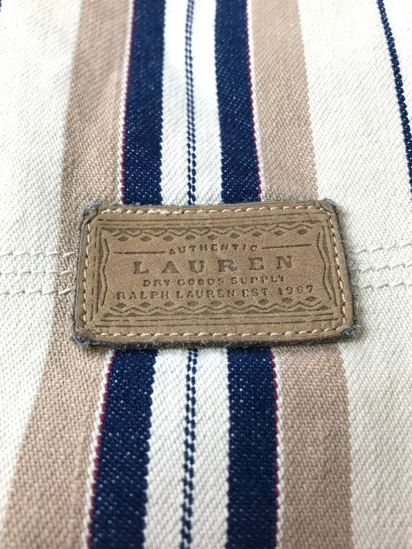 【中古品】【メンズ】 RALPH LAUREN ラルフローレン STRIPE COVERALL JACKET ストライプ柄 カバーオールジャケット 革パッチ 襟コーデュロイ ライトアウター 146-241215-hi-11-tag サイズ：M カラー：ベージュ 万代Net店