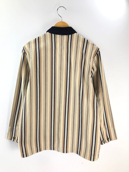 【中古品】【メンズ】 RALPH LAUREN ラルフローレン STRIPE COVERALL JACKET ストライプ柄 カバーオールジャケット 革パッチ 襟コーデュロイ ライトアウター 146-241215-hi-11-tag サイズ：M カラー：ベージュ 万代Net店