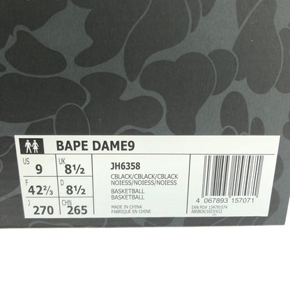 【中古美品】【メンズ】 adidas アディダス A BATHING APE アベイシングエイプ BAPE DAME 9 JH6358 ベイプ デイム 9 スニーカー 靴 161-241213-na-10-tag サイズ：27cm US 9 カラー：CBLACK/CBLACK/CBLACK 万代Net店