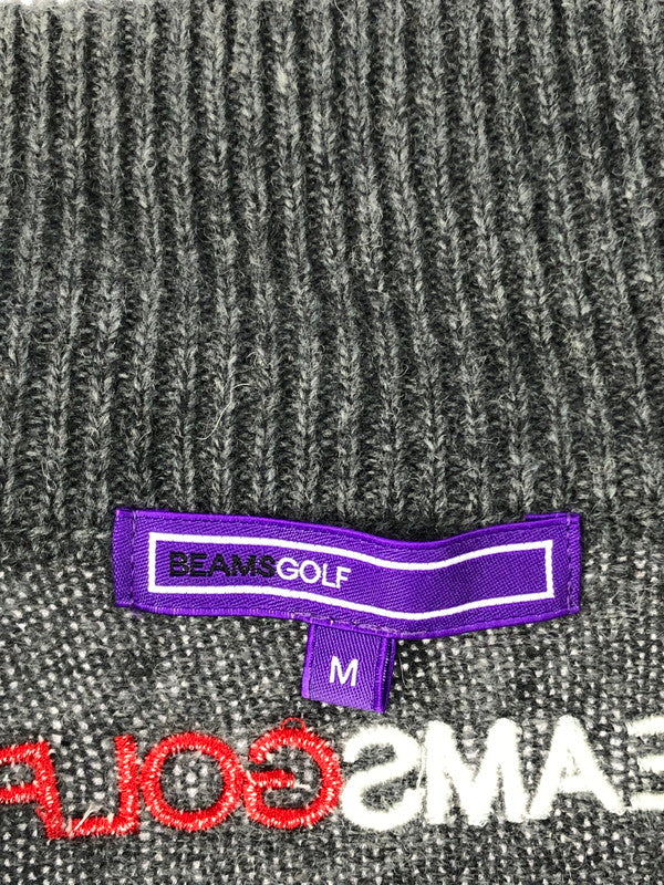 【中古品】【メンズ】 BEAMS ビームス GOLF PURPLE LABEL ナイロン切り替え ニットジップジャケット 84-15-0084-647 ゴルフウェア アウター 148-241226-hi-20-tag サイズ：M カラー：グレー 万代Net店