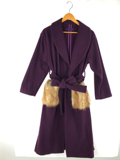 【中古品】【レディース】 ELENORE TOKYO エレノア トーキョー POINT FUR WOOL COAT 44267060 ポイント ファー ウールコート ロングコート アウター 169-250111-na-07-tag サイズ：F カラー：パープル 万代Net店
