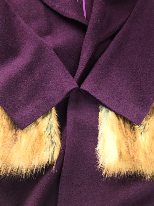 【中古品】【レディース】 ELENORE TOKYO エレノア トーキョー POINT FUR WOOL COAT 44267060 ポイント ファー ウールコート ロングコート アウター 169-250111-na-07-tag サイズ：F カラー：パープル 万代Net店
