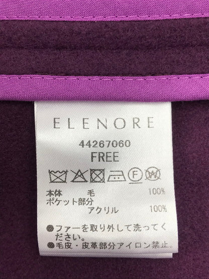 【中古品】【レディース】 ELENORE TOKYO エレノア トーキョー POINT FUR WOOL COAT 44267060 ポイント ファー ウールコート ロングコート アウター 169-250111-na-07-tag サイズ：F カラー：パープル 万代Net店