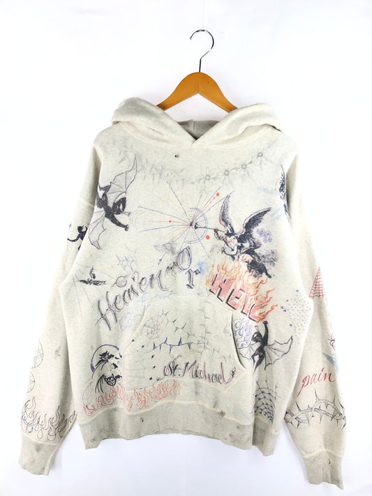 【中古品】【メンズ】  SAINT MICHAEL セントマイケル × DR.WOO クター ウー コラボ PULLOVER HOODIE SM-A-21-0000-056 プルオーバー フーディー トップス ヴィンテージ加工 140-241220-mo-13-tag サイズ：XL カラー：グレー系 万代Net店