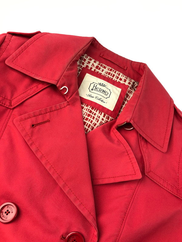 【中古品】【レディース】 Herno ヘルノ RAIN COLLECTION TRENCH COAT IM0082D-19195C-6015 レインコレクション トレンチコート アウター 169-250112-mo-03-tag サイズ：46 カラー：レッド 万代Net店