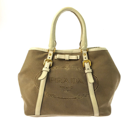 【現状渡し品】【レディース】 PRADA プラダ LOGO JACQUARD HAND BAG BN1841 ロゴジャガード ハンドバッグ カバン 180-250112-hi-16-tag カラー：ブラウン 万代Net店