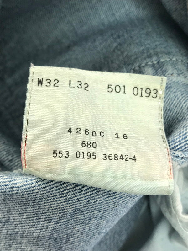【現状渡し品】【メンズ】 Levi's リーバイス 90's 501 DENIM PANTS 501-0193 95年製 デニムパンツ ジーンズ USA製 ボタン裏刻印555 157-250326-hi-28-tag サイズ：W32 カラー：ライトインディゴ 万代Net店