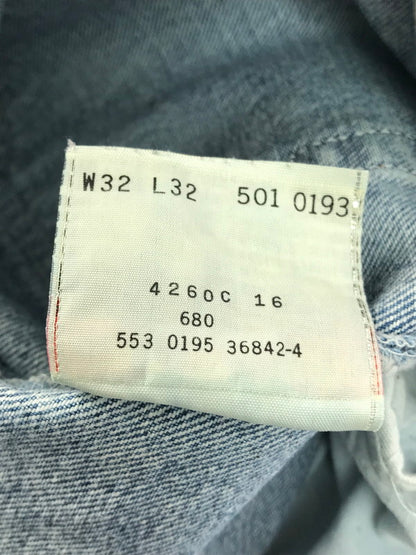 【現状渡し品】【メンズ】 Levi's リーバイス 90's 501 DENIM PANTS 501-0193 95年製 デニムパンツ ジーンズ USA製 ボタン裏刻印555 157-250326-hi-28-tag サイズ：W32 カラー：ライトインディゴ 万代Net店