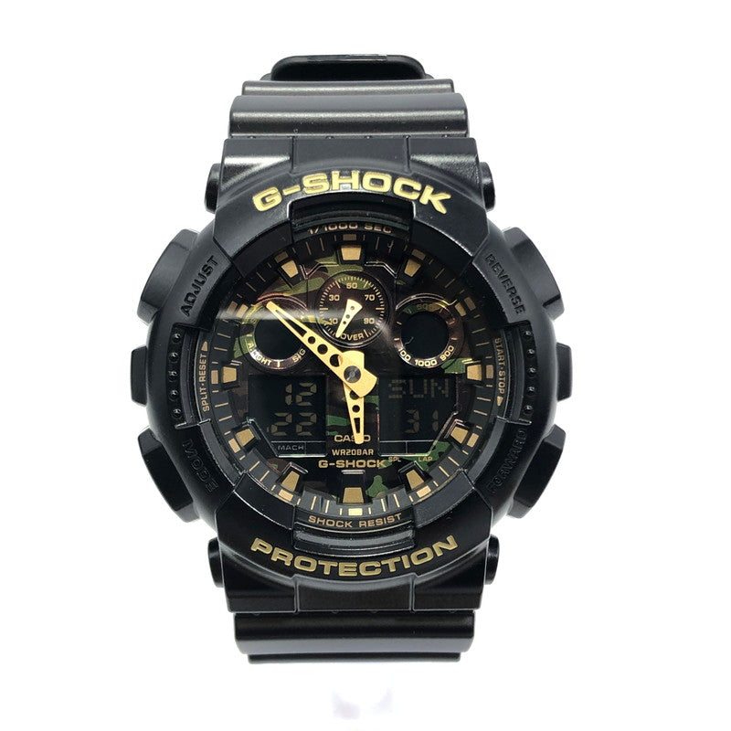 【中古美品】【メンズ】 G-SHOCK ジーショック GA-100 SERIES GA-100CF-1A9JF ANALOG-DIGITAL アナログデジタル クォーツ 腕時計 196-241225-hi-38-tag サイズ：55×51.2×16.9mm カラー：ブラック/カモフラージュ 万代Net店