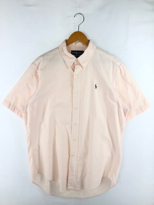 【中古品】【メンズ】 RALPH LAUREN ラルフローレン YARMOUTH STRIPED S/S SHIRT ヤーマス ストライプ ショートスリーブシャツ 半袖 トップス 146-241220-mo-02-tag サイズ：39 カラー：ホワイト/オレンジ 万代Net店