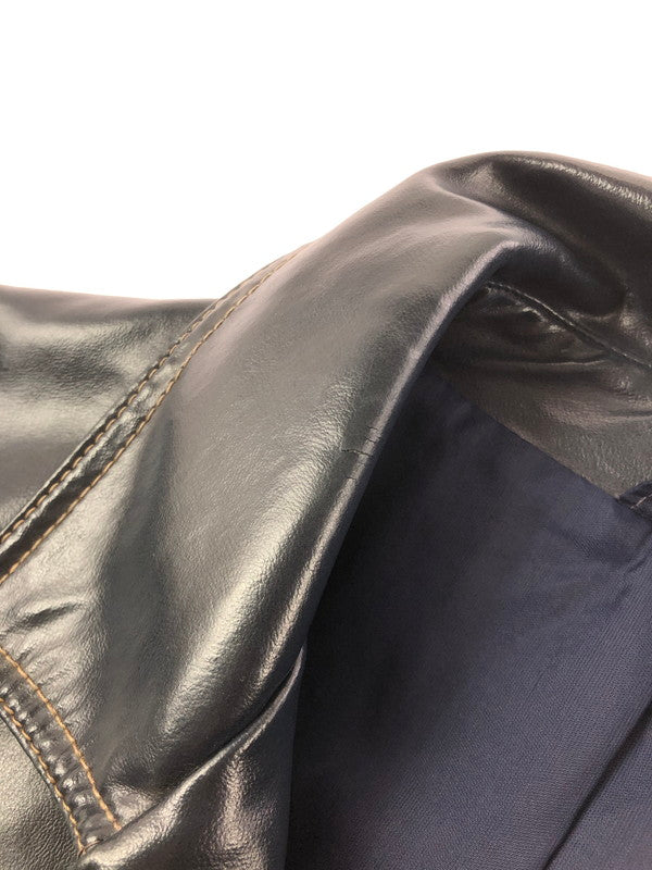 【現状渡し品】【メンズ】 USED 70～80S LEATHER JACKET 70～80年代 レザージャケット アウター 146-260912-na-40-tagh サイズ：50 カラー：ネイビー 万代Net店