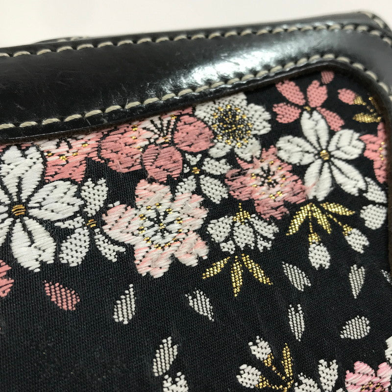 【中古品】【メンズ】  花山 KAZAN 京桜金襴 桜刺繍 ロングウォレット W-9AK-KZ 和柄 二つ折り 長財布 200-250112-hi-39-tag カラー：ブラック 万代Net店