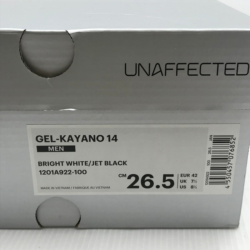 【中古品】【メンズ】 asics アシックス × UNAFFECTED アンアフェクテッド コラボ GEL-KAYANO 14 GALAXY WHITE 1201A922-100 ゲルカヤノ14 ギャラクシーホワイト スニーカー 靴 162-241226-hi-30-tag サイズ：26.5cm US 8 1/2 カラー：RIGH WHITE/JET BLACK 万代Net店