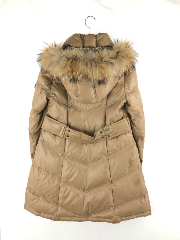 【現状渡し品】【レディース】 BURBERRY BLUE LABEL バーバリーブルーレーベル LONG DOWN JACKET FRF02-620-40 ロングダウンジャケット ダウンコート 裏地ノバチェック ラクーンファー アウター 169-241228-hi-10-tag サイズ：38 カラー：ベージュ 万代Net店