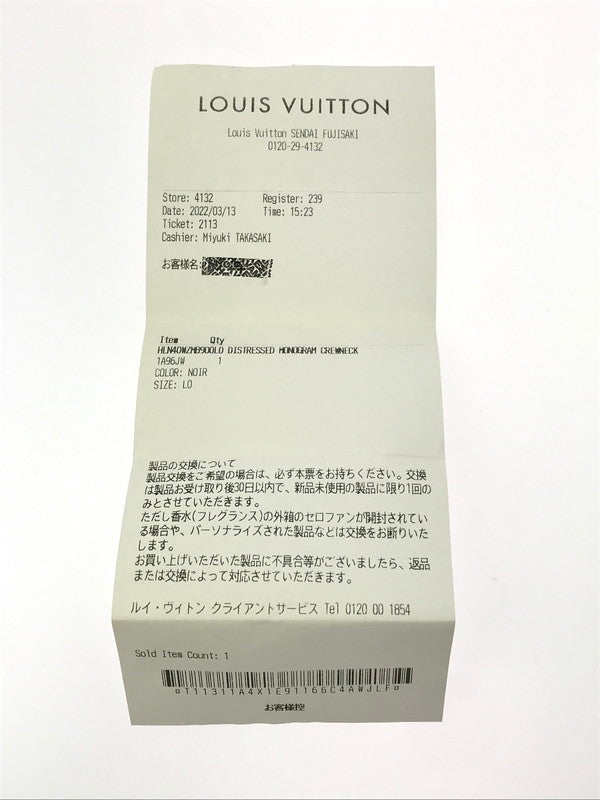 【中古品】【メンズ】 LOUIS VUITTON ルイ・ヴィトン ディストレスト モノグラム クルーネックニット RM212Q-ZMB-HLN40W セーター 141-250115-hi-21-tag サイズ：L カラー：ブラック 万代Net店