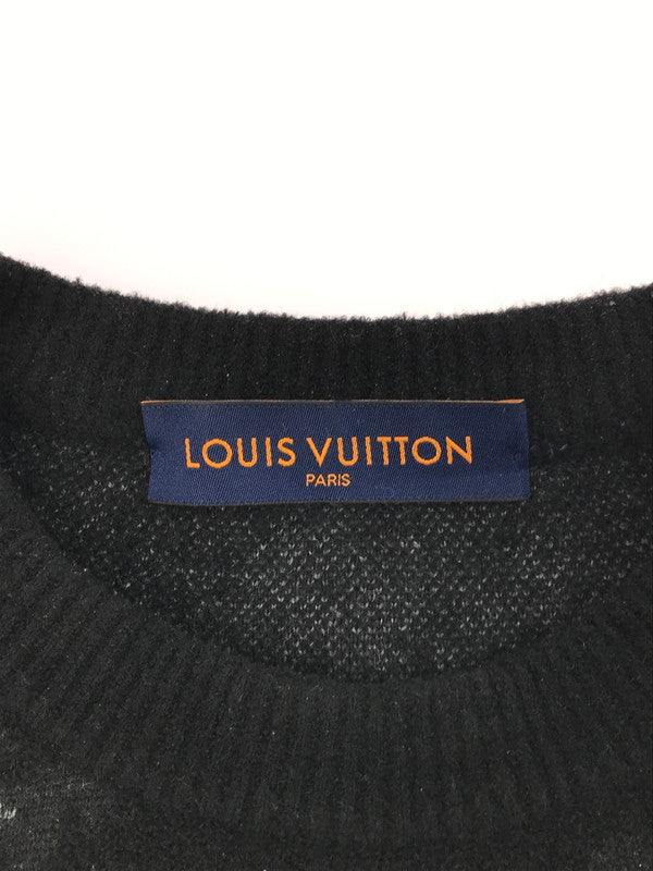 【中古品】【メンズ】 LOUIS VUITTON ルイ・ヴィトン ディストレスト モノグラム クルーネックニット RM212Q-ZMB-HLN40W セーター 141-250115-hi-21-tag サイズ：L カラー：ブラック 万代Net店