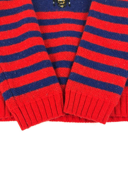 【中古品】【キッズ】 GUCCI グッチ kid's BEE DESIGN STRIPED KNIT SWEATER S515925 X1582 キッズ 蜂デザイン ボーダーニットセーター トップス 173-250626-rt-01-tag サイズ：36 カラー：ブルー/レッド 万代Net店