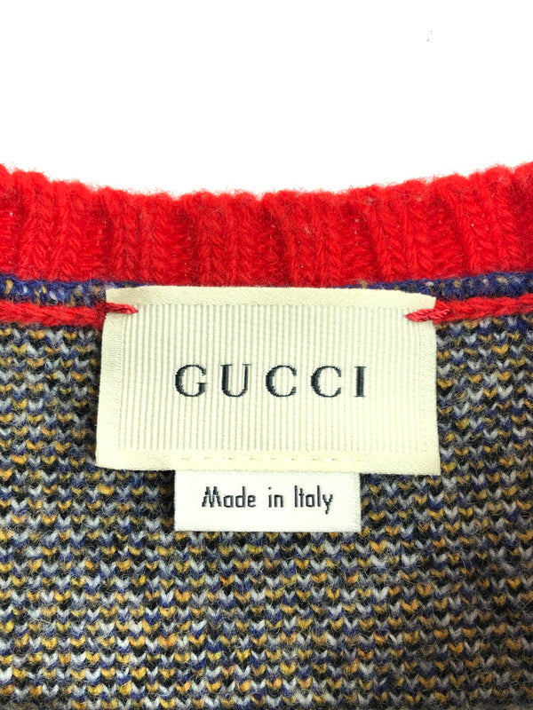 【中古品】【キッズ】 GUCCI グッチ kid's BEE DESIGN STRIPED KNIT SWEATER S515925 X1582 キッズ 蜂デザイン ボーダーニットセーター トップス 173-250626-rt-01-tag サイズ：36 カラー：ブルー/レッド 万代Net店