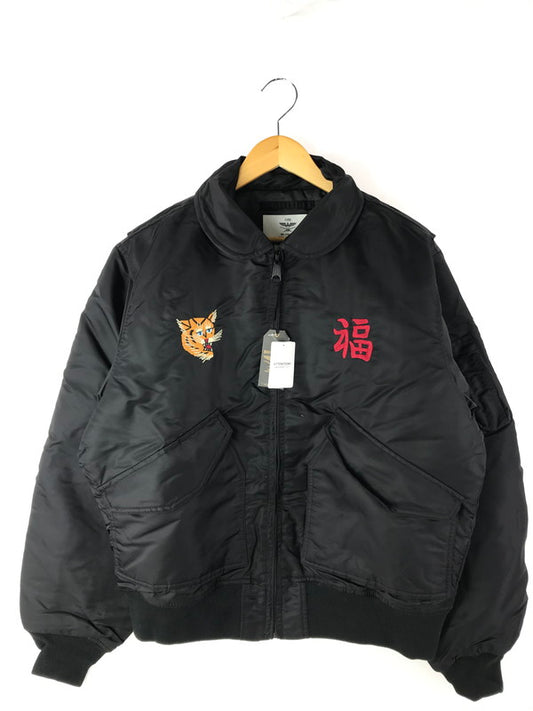 【中古美品】【メンズ】 HOUSTON ヒューストン VIETNAM EMBROIDERY CWU-45 P FLIGHT JACKET 51316 ベトナム エンブロイダリー フライトジャケット 刺繍 中綿ジャケット アウター 145-250115-hi-27-tag サイズ：XL カラー：ブラック 万代Net店