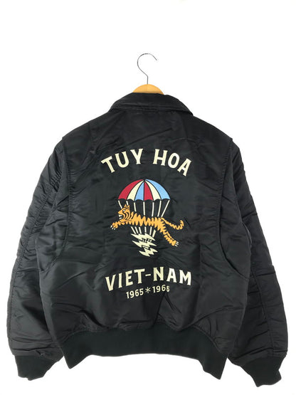 【中古美品】【メンズ】 HOUSTON ヒューストン VIETNAM EMBROIDERY CWU-45 P FLIGHT JACKET 51316 ベトナム エンブロイダリー フライトジャケット 刺繍 中綿ジャケット アウター 145-250115-hi-27-tag サイズ：XL カラー：ブラック 万代Net店