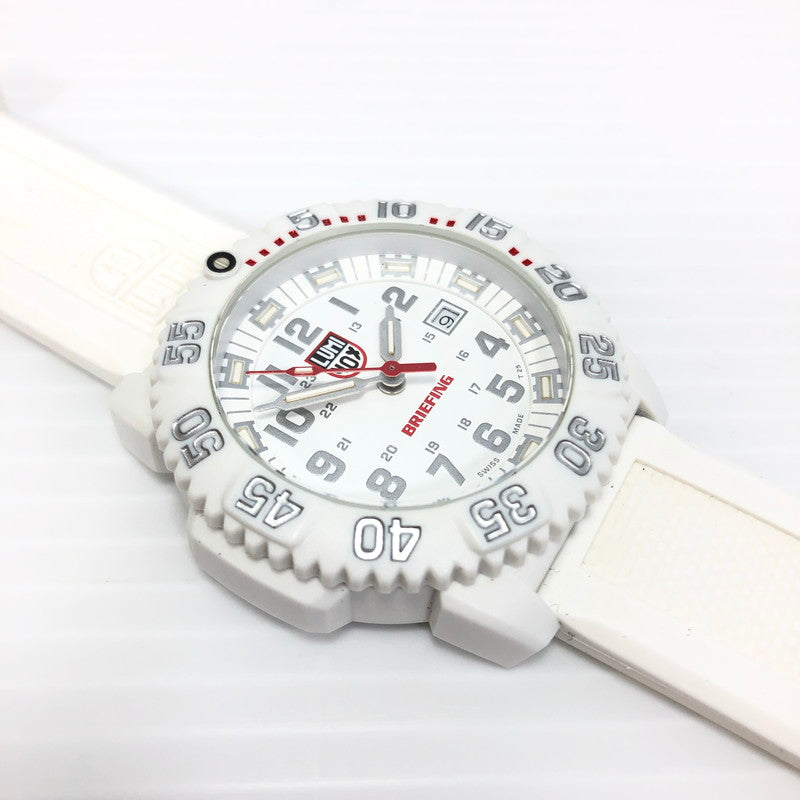 【中古品】【メンズ】 LUMINOX ルミノックス × BRIEFING ブリーフィング 別注 コラボ 3050 SERIES REF.3057 BRIEFING.LTD 250本限定 デイトクォーツ 腕時計 197-250311-yk-20-tag カラー：ホワイト 万代Net店