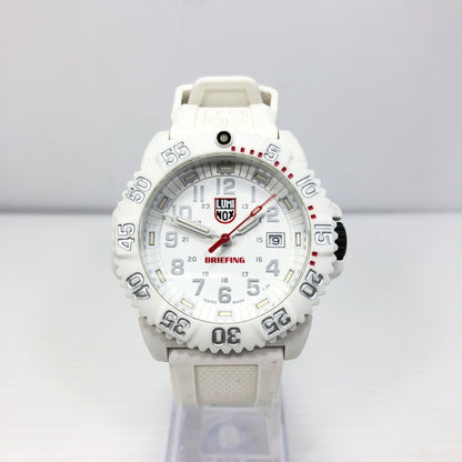 【中古品】【メンズ】 LUMINOX ルミノックス × BRIEFING ブリーフィング 別注 コラボ 3050 SERIES REF.3057 BRIEFING.LTD 250本限定 デイトクォーツ 腕時計 197-250311-yk-20-tag カラー：ホワイト 万代Net店