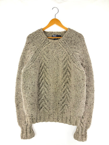 【中古品】【メンズ】 POLO RALPH LAUREN ポロ・ラルフローレン HAND KNIT CABLE KNIT SWEATER ケーブルニットセーター トップス 146-250111-mo-02-tag サイズ：L カラー：ベージュ 万代Net店