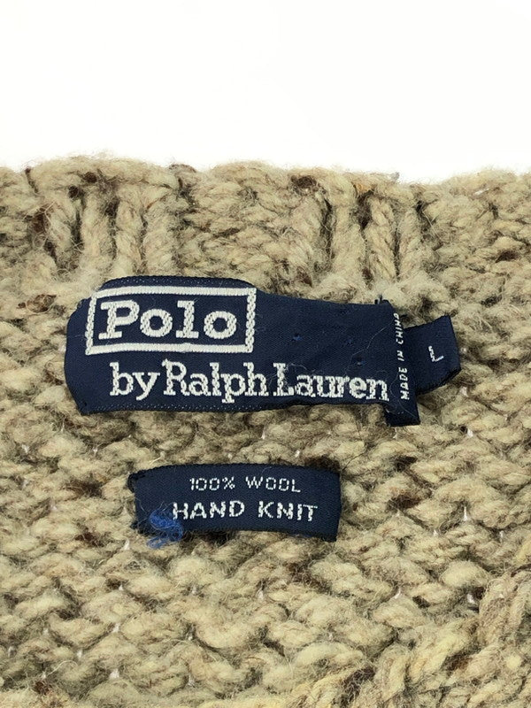 【中古品】【メンズ】 POLO RALPH LAUREN ポロ・ラルフローレン HAND KNIT CABLE KNIT SWEATER ケーブルニットセーター トップス 146-250111-mo-02-tag サイズ：L カラー：ベージュ 万代Net店