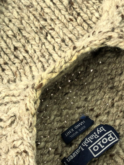 【中古品】【メンズ】 POLO RALPH LAUREN ポロ・ラルフローレン HAND KNIT CABLE KNIT SWEATER ケーブルニットセーター トップス 146-250111-mo-02-tag サイズ：L カラー：ベージュ 万代Net店