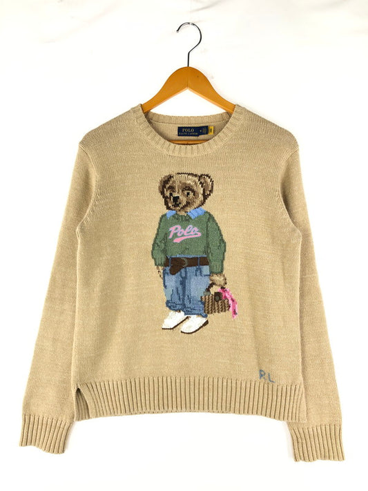 【中古品】【メンズ】 POLO RALPH LAUREN ポロ・ラルフローレン POLO BEAR SWETER 211872738001 ポロ ベア セーター トップス 170-250111-mo-04-tag サイズ：M カラー：ベージュ 万代Net店