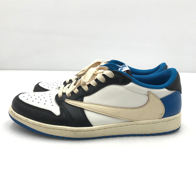 【中古品】【メンズ】 NIKE ナイキ × TRAVIS SCOTT トラヴィススコット × FRAGMENT フラグメント コラボ AIR JORDAN 1 LOW OG SP DM7866-140 エアジョーダン1 ロー OG SP スニーカー 靴 160-250118-hi-02-tag サイズ：28.5cm US 10.5 カラー：SAIL/MILITARY BLUE 万代Net店