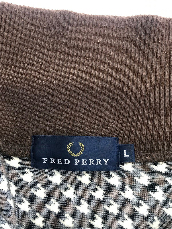 【中古品】【メンズ】 FRED PERRY フレッドペリー VELOUR TRACK JACKET  F2051 ベロアトラックジャケット アウター 千鳥柄 141-250116-mo-02-tag サイズ：L カラー：ブラウン 万代Net店