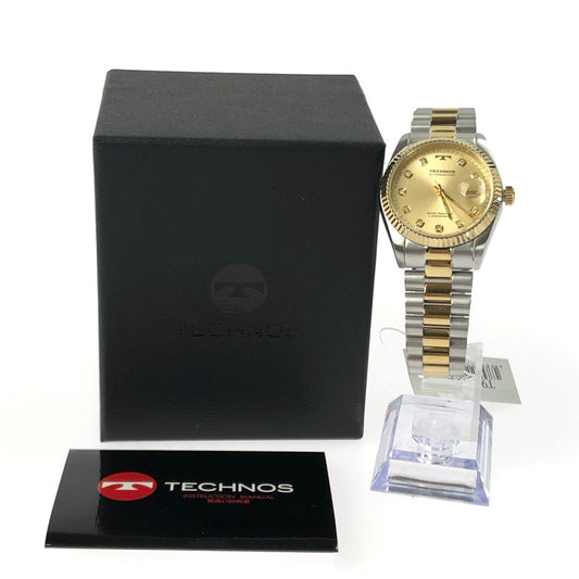 【中古美品】【メンズ】 TECHNOS テクノス WRIST WATCH T9604TC リストウォッチ デイト コンビ クォーツ 腕時計 197-250119-hi-06-tag カラー：シルバー 万代Net店