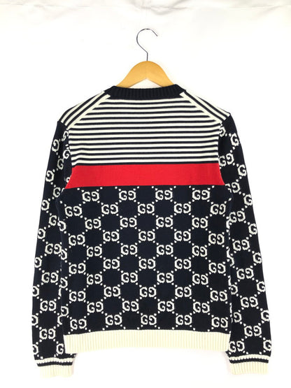 【中古品】【メンズ】 GUCCI グッチ GG JACQUARD BORDER KNIT496458 GGジャガード ボーダーニット セーター 141-250118-hi-16-tag カラー：ホワイト/ブラック 万代Net店