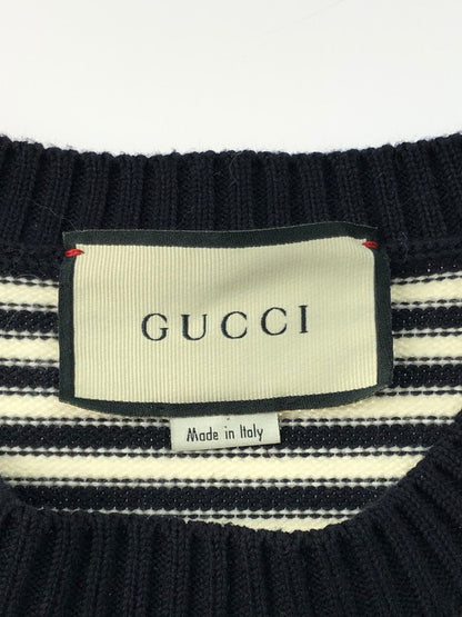 【中古品】【メンズ】 GUCCI グッチ GG JACQUARD BORDER KNIT496458 GGジャガード ボーダーニット セーター 141-250118-hi-16-tag カラー：ホワイト/ブラック 万代Net店