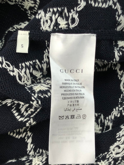 【中古品】【メンズ】 GUCCI グッチ GG JACQUARD BORDER KNIT496458 GGジャガード ボーダーニット セーター 141-250118-hi-16-tag カラー：ホワイト/ブラック 万代Net店