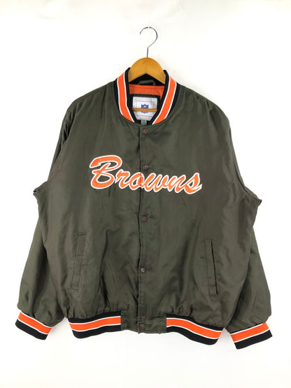 【現状渡し品】【メンズ】  NFL BROWNS NYLON STADIUM JACKET NFL ブラウンズ ナイロン スタジアム ジャケット アウター 146-250123-mo-10-tag サイズ：L カラー：カーキ 万代Net店