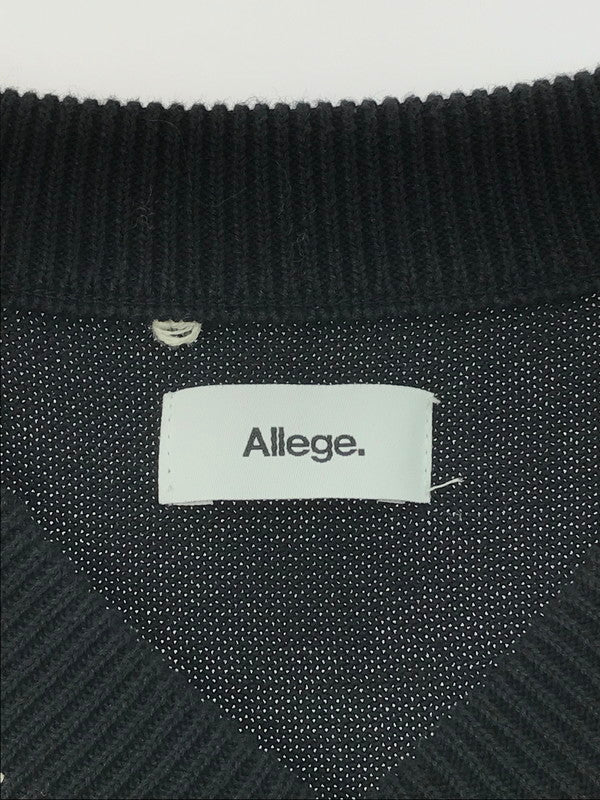 【中古品】【メンズ】 ALLEGE アレッジ COTTON KNIT VEST AL21S-KN01 コットンニットベスト トップス 140-250121-yk-12-tag サイズ：2 カラー：ブラック 万代Net店