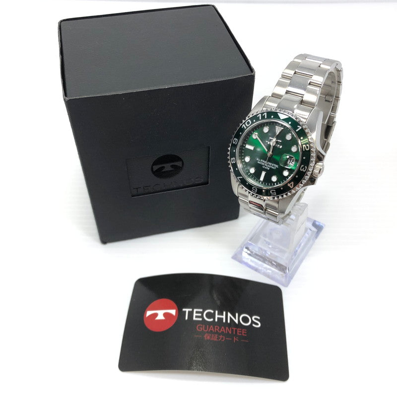 【中古品】【メンズ】 TECHNOS テクノス WRIST WATCH TSM419-MM リストウォッチ クォーツ デイト 文字盤緑 腕時計 197-250123-hi-12-tag カラー：シルバー 万代Net店